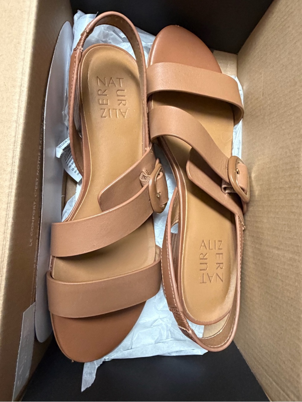 Naturalizer Meesha Tan Buckle Slingback Sandals 7.5
